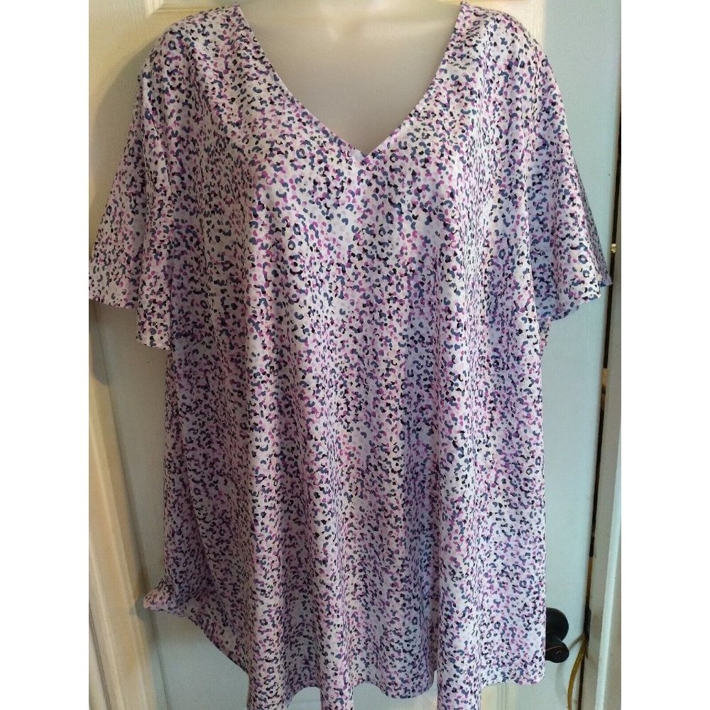 Lane Bryant Purple and White Print Blouse